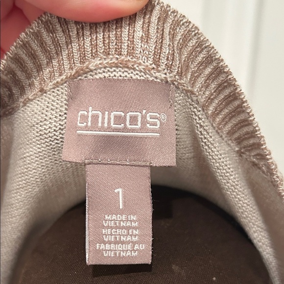 Chico's Taupe Brown Boat Neck Nautical Dolman Sleeve Knit Top Size 1/Medium - Picture 2 of 9